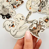 Cadılar Bayramı sevimli hayalet temalı 20 adet sticker paketi