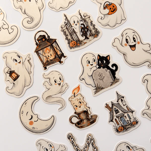 Cadılar Bayramı sevimli hayalet temalı 20 adet sticker paketi