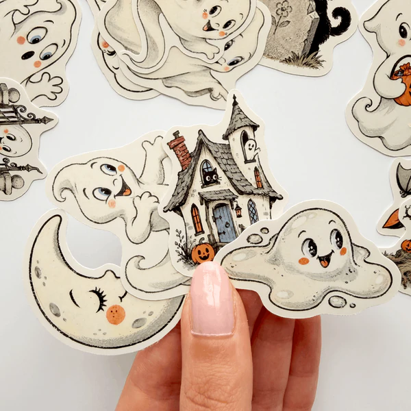 Cadılar Bayramı sevimli hayalet temalı 20 adet sticker paketi
