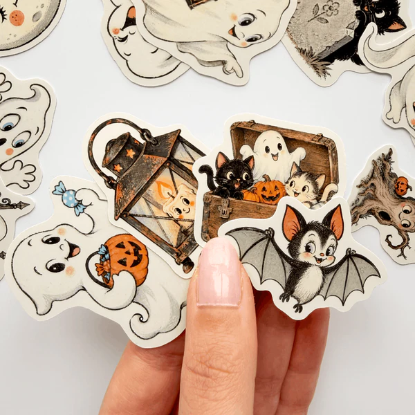 Cadılar Bayramı sevimli hayalet temalı 20 adet sticker paketi