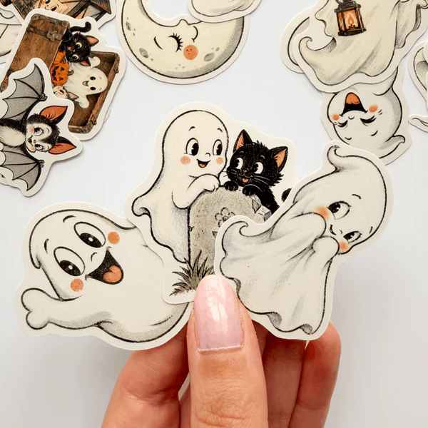 Cadılar Bayramı sevimli hayalet temalı 20 adet sticker paketi