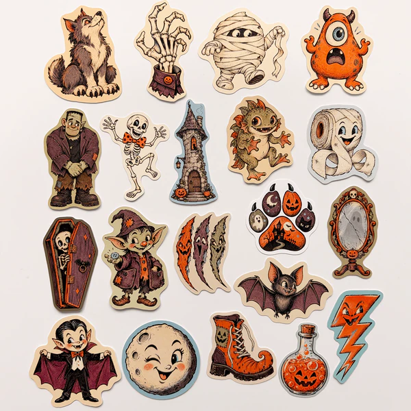 Halloween Cadılar Bayramı sevimli canavarlar temalı 20 adet sticker seti