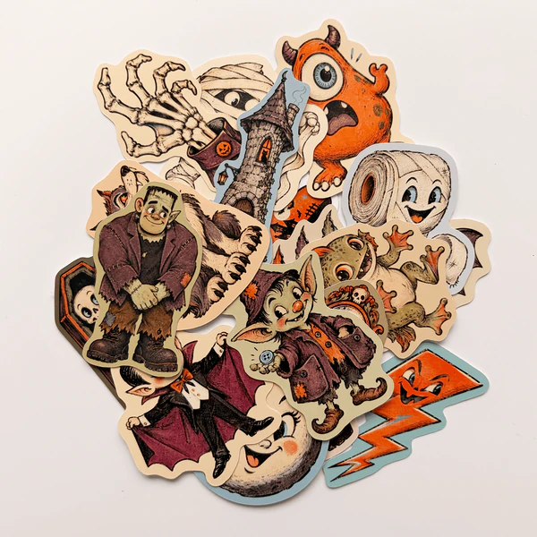 Halloween Cadılar Bayramı sevimli canavarlar temalı 20 adet sticker seti