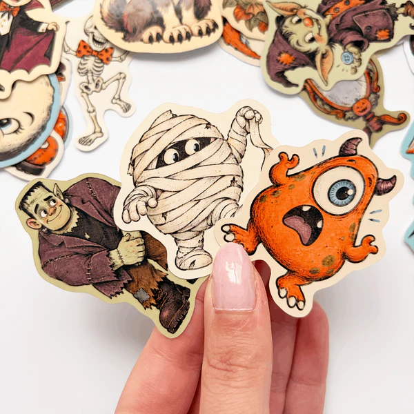 Halloween Cadılar Bayramı sevimli canavarlar temalı 20 adet sticker seti