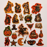 Halloween Cadılar Bayramı cadı temalı 23 adet sticker paketi etiket seti