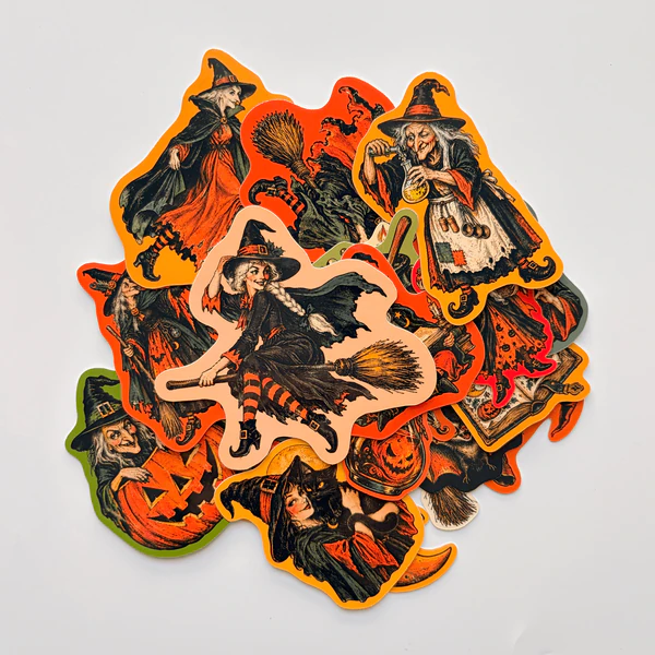 Halloween Cadılar Bayramı cadı temalı 23 adet sticker paketi etiket seti