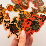 Halloween Cadılar Bayramı cadı temalı 23 adet sticker paketi etiket seti