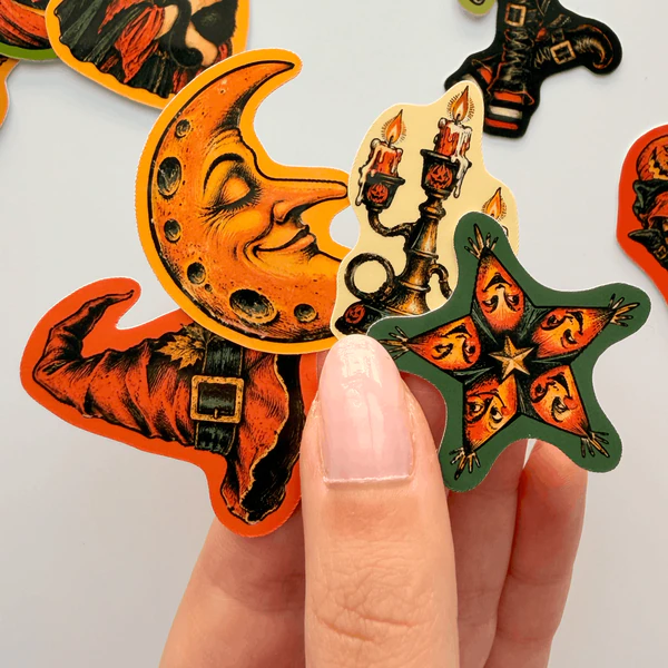 Halloween Cadılar Bayramı cadı temalı 23 adet sticker paketi etiket seti