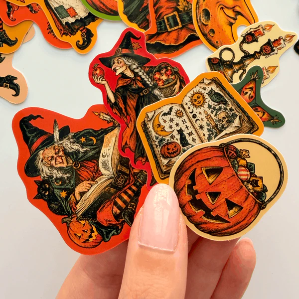Halloween Cadılar Bayramı cadı temalı 23 adet sticker paketi etiket seti