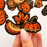 Halloween Cadılar Bayramı balkabağı temalı 20 adet suya dayanıklı parlak vinil sticker seti